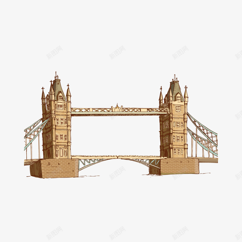 一个手绘大的伦敦大桥矢量图ai免抠素材_88icon https://88icon.com 伦敦 伦敦桥 国外建筑 城市 大桥 建筑 著名 矢量图