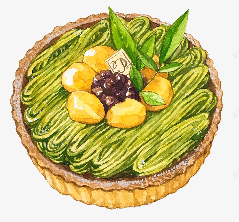 手絵抹茶華爾滋派png免抠素材_88icon https://88icon.com 卡通 手絵 甜品 食物