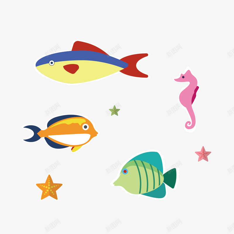 鱼和海星矢量图eps免抠素材_88icon https://88icon.com png素材 海星 鱼 矢量图