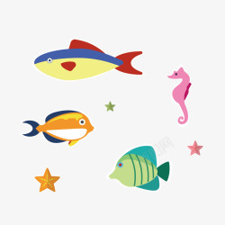 鱼和海星矢量图素材