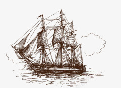 手绘航海船素材