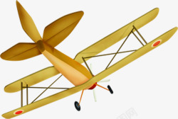 手绘棕色木头小飞机素材