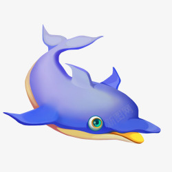 海豚彩绘卡通可爱海洋素材