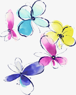 手绘蝴蝶花朵造型素材