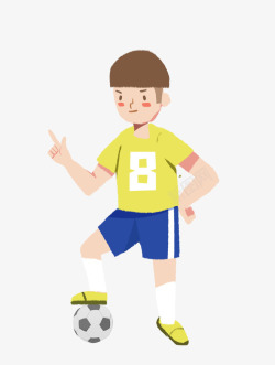 卡通风格足球小将足球运动插画素材