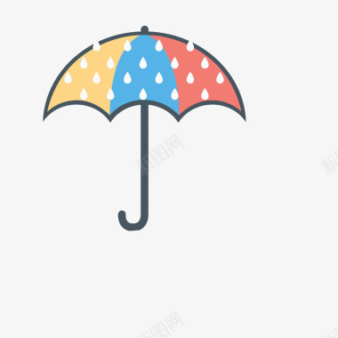 用雨伞可爱雨伞雨滴插图图标图标