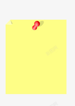 红色塑料钉和浅黄色便利贴素材