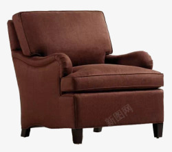 复古棕色布艺单人沙发素材