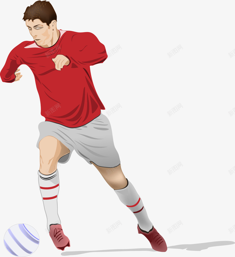 运动员png免抠素材_88icon https://88icon.com 插画 红色上衣 踢足球 运动