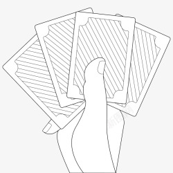 手绘线条卡片扑克牌素材