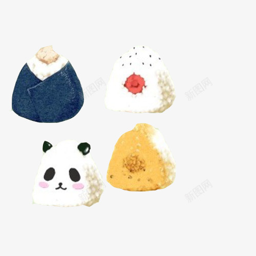 可爱饭团手绘画片psd免抠素材_88icon https://88icon.com 熊猫造型 糯米饭团 蓝色 表情 饭团 黄色