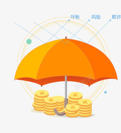 雨伞金币金融理财保护伞金币高清图片