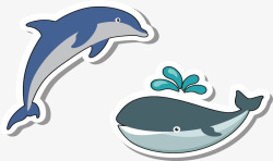 可爱的鲸鱼和海豚矢量图素材