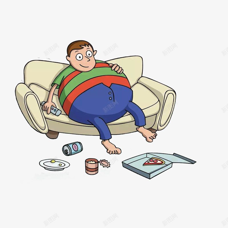 沙发上的胖男子png免抠素材_88icon https://88icon.com 卡通手绘 沙发上的人