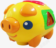 黄色卡通可爱小猪存钱罐造型素材