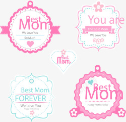 5款粉色母亲节标签素材