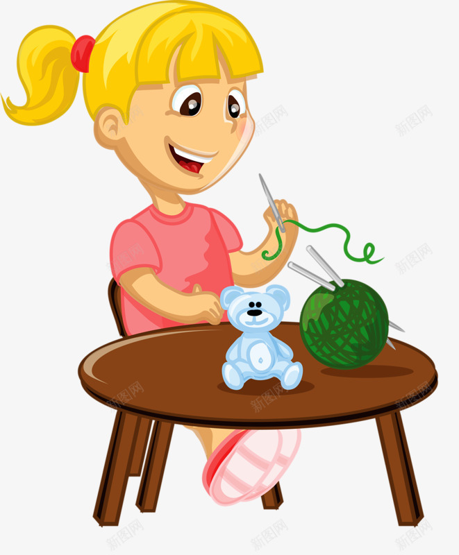 织毛衣的女孩png免抠素材_88icon https://88icon.com 创意 卡通 女孩 手绘 桌子 毛线 编织毛衣