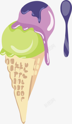 手绘卡通蛋筒冰淇淋矢量图素材