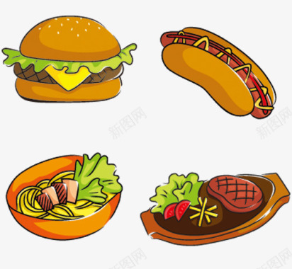 牛扒西餐汉堡包面条图标图图标