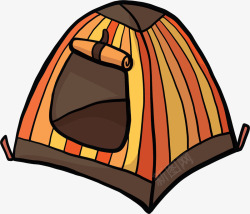 橘色条纹旅游帐篷矢量图素材