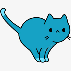 蓝色站立的猫咪素材