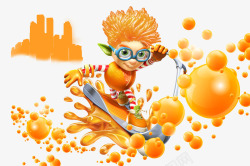 橘色滑板橙汁广告高清图片