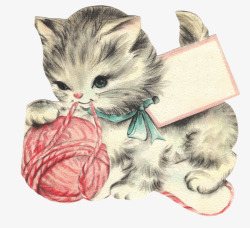 可爱猫咪毛球素材