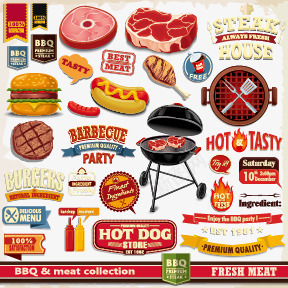 圣诞节标签烤肉标签烤肉标签烧矢量图图标图标