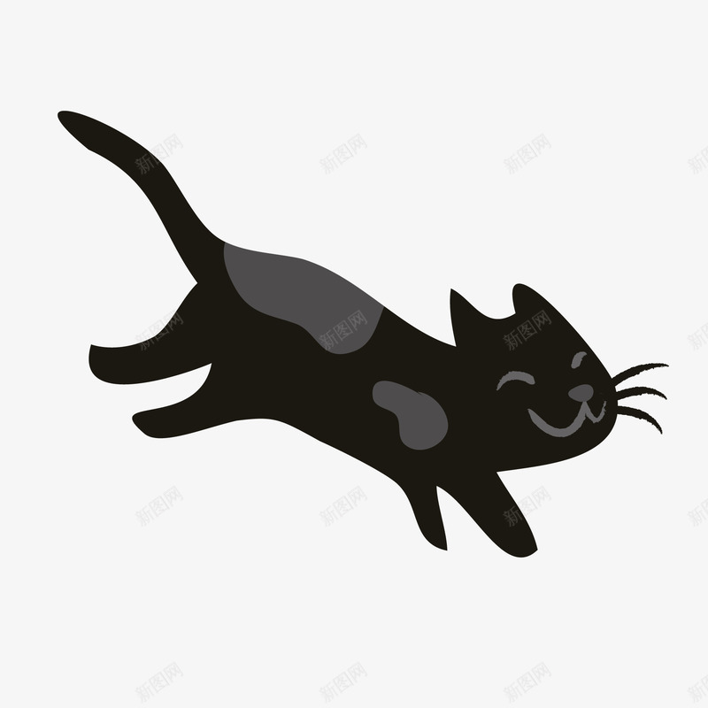 卡通可爱黑色的猫咪矢量图ai免抠素材_88icon https://88icon.com 动物设计 卡通 宠物设计 猫咪 黑色 矢量图