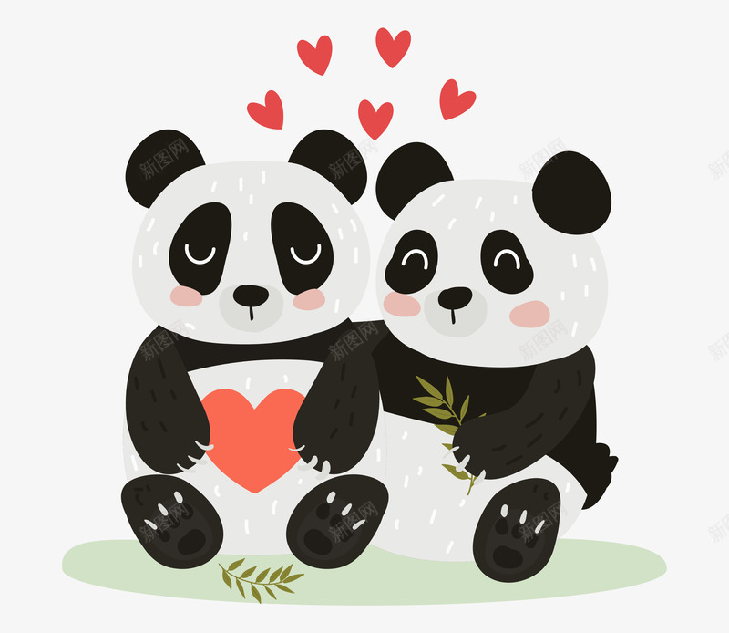 卡通手绘可爱的熊猫png免抠素材_88icon https://88icon.com 创意 动漫动画 动物 卡通手绘 可爱的熊猫 爱心 简约