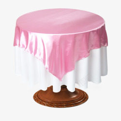 卡通木制家具圆桌粉色桌布素材