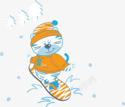 棉袄滑雪猫咪矢量图高清图片