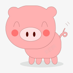 一只粉色的卡通小猪矢量图素材
