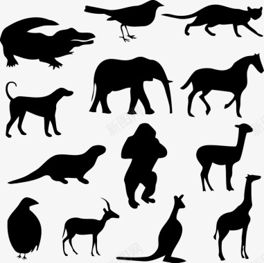 草食性动物动物剪影图标图标