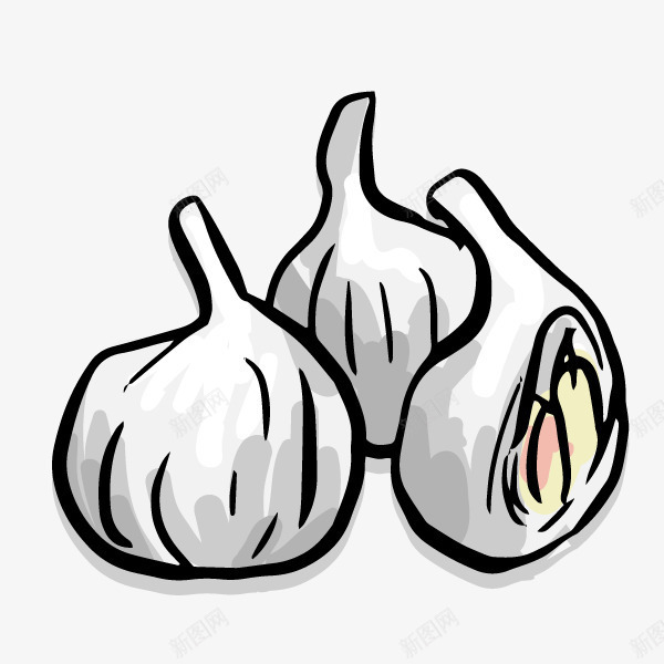 卡通手绘大蒜食材png免抠素材_88icon https://88icon.com 创意 动漫动画 卡通手绘 大蒜 线描 蔬菜 食材