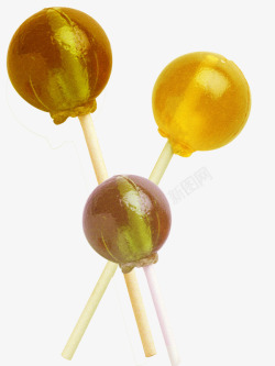 黄色球形棒棒糖素材