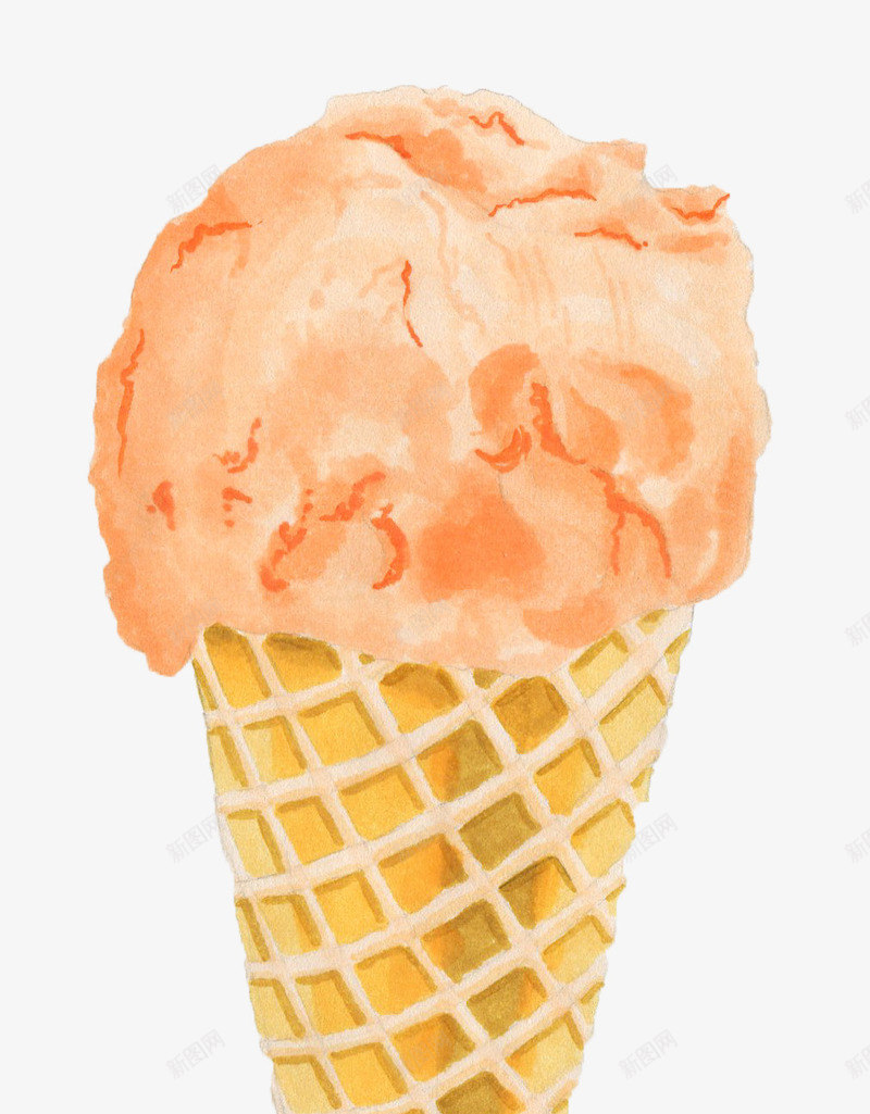 冰淇淋png免抠素材_88icon https://88icon.com 奶油 橘色 脆皮 雪糕 香芋味