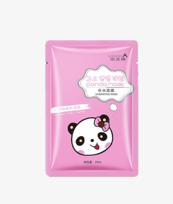 粉色熊猫补水面膜素材