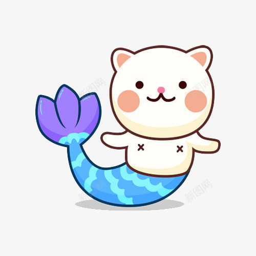 人鱼版猫咪png免抠素材_88icon https://88icon.com 人鱼 卡通 插画 猫咪