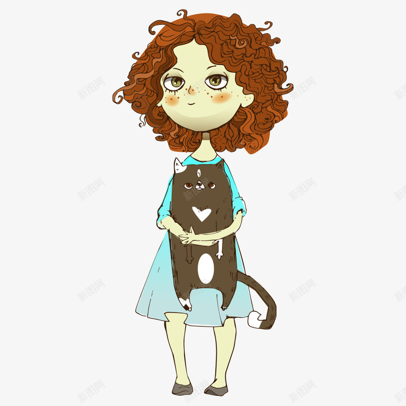 抱着猫咪的女孩矢量图eps免抠素材_88icon https://88icon.com 人物 人物插画 卡通人物 女孩 猫咪 矢量人物 矢量图