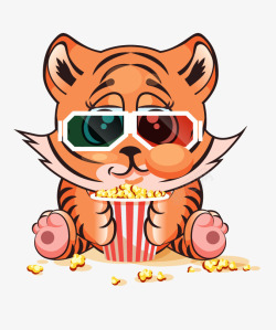 吃爆米花的老虎素材