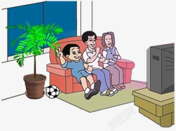 卡通一家人看电视素材