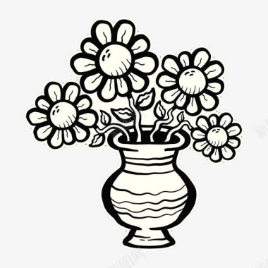 手绘线条花瓶图标图标