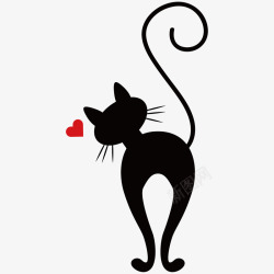 黑色的猫咪和爱心素材