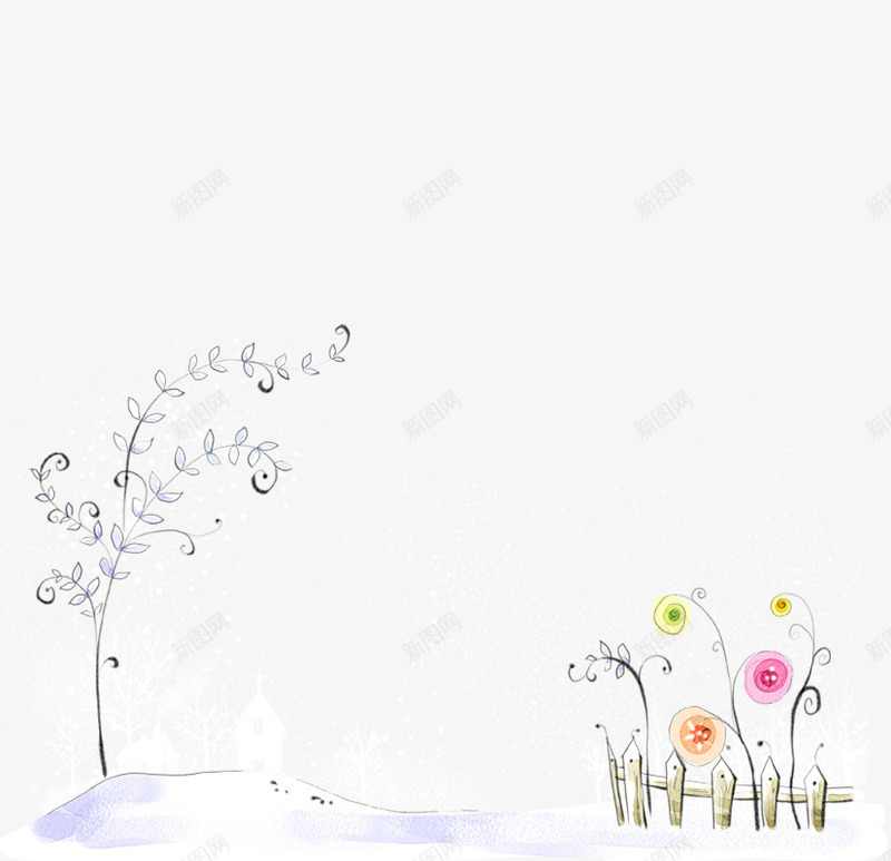 白色雪地里的彩色植物png免抠素材_88icon https://88icon.com 彩色 意境 白色 雪地 雪景