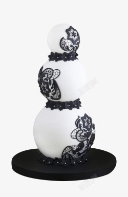 个性婚礼设计蕾丝黑花蛋糕高清图片