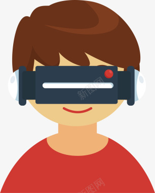 VR镜影音游戏小男孩矢量图图标图标