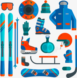 橘色滑雪板撞色系滑雪装矢量图高清图片