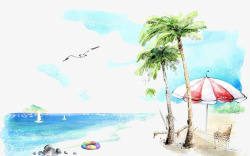 手绘海边图案素材