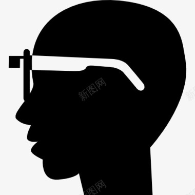 谷歌眼镜光头男头的工具从侧面图标图标